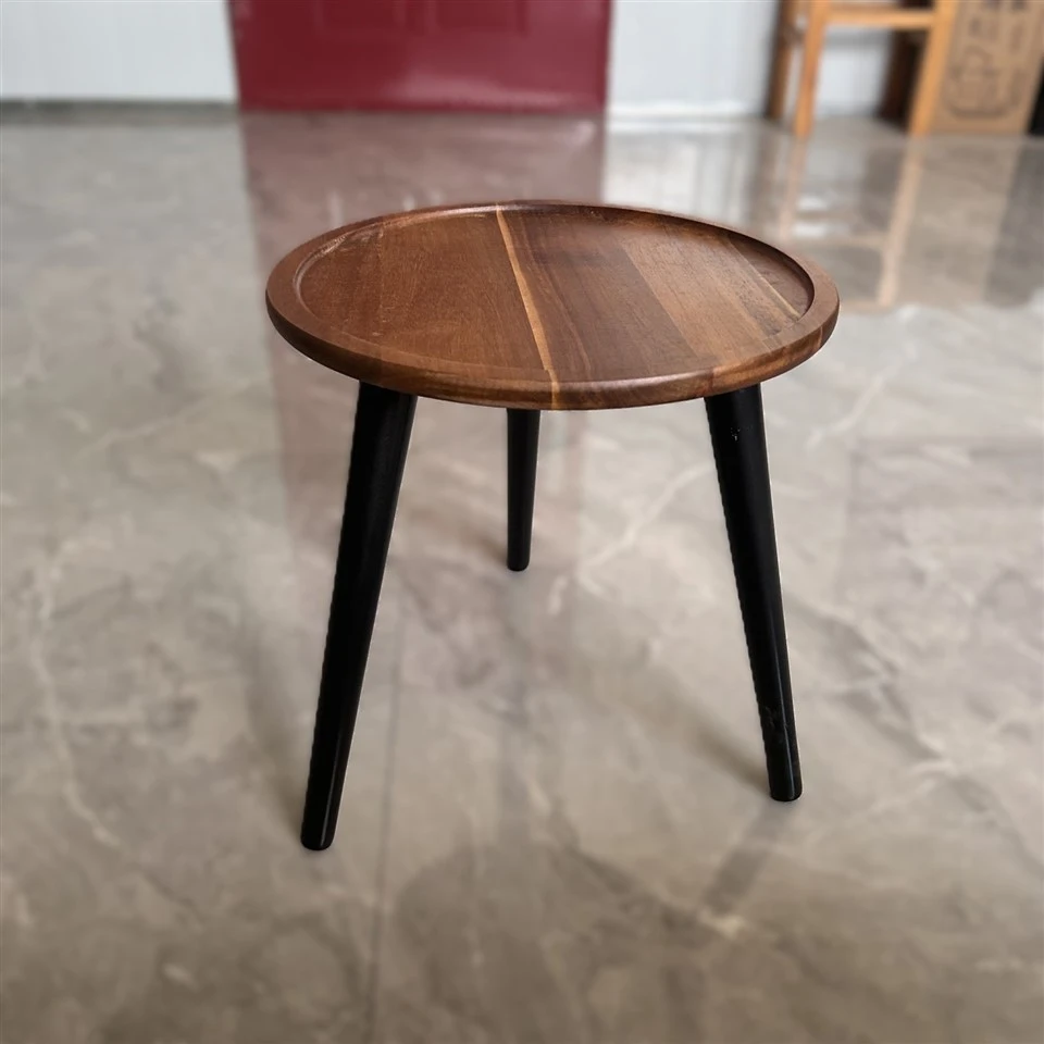 Wooden Round Table With Iron Legs